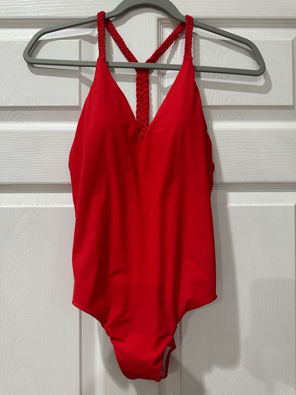 Red Carter-Piece Swimsuit with Braided Straps